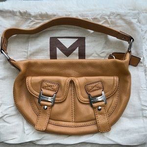 MICHAEL KORS Camel Leather Buckle Shoulder Bag
